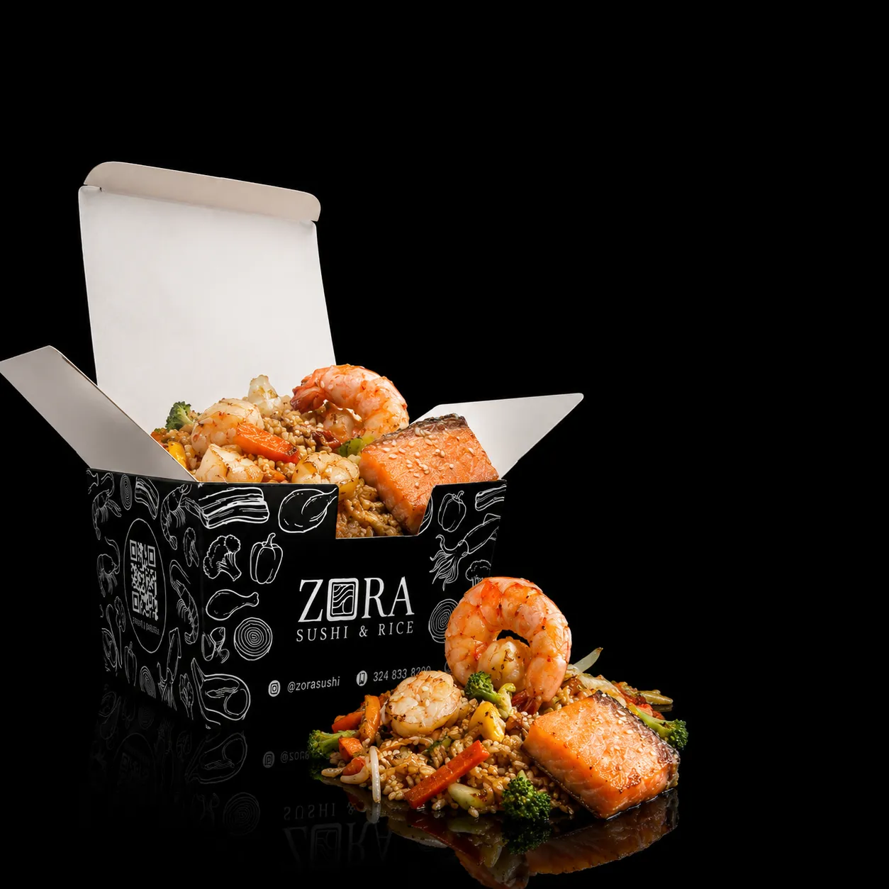 Empaque de delivery ZŌRA Sushi & Rice
